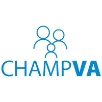 Logo for CHAMPA, featuring stylized icons of people and the word 'CHAMPA' in blue.  Mental health, wellness, and psychiatry services offered to insurance members.