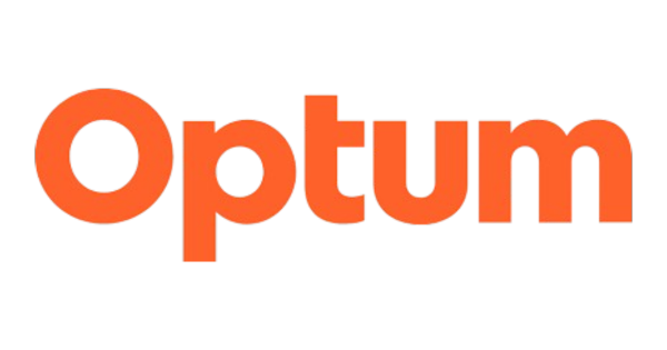 The word 'Optum' in orange text on a black background.