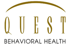 Quest Behavioral Health logo with gold and black text.  Mental health, wellness, and psychiatry services offered to insurance members.