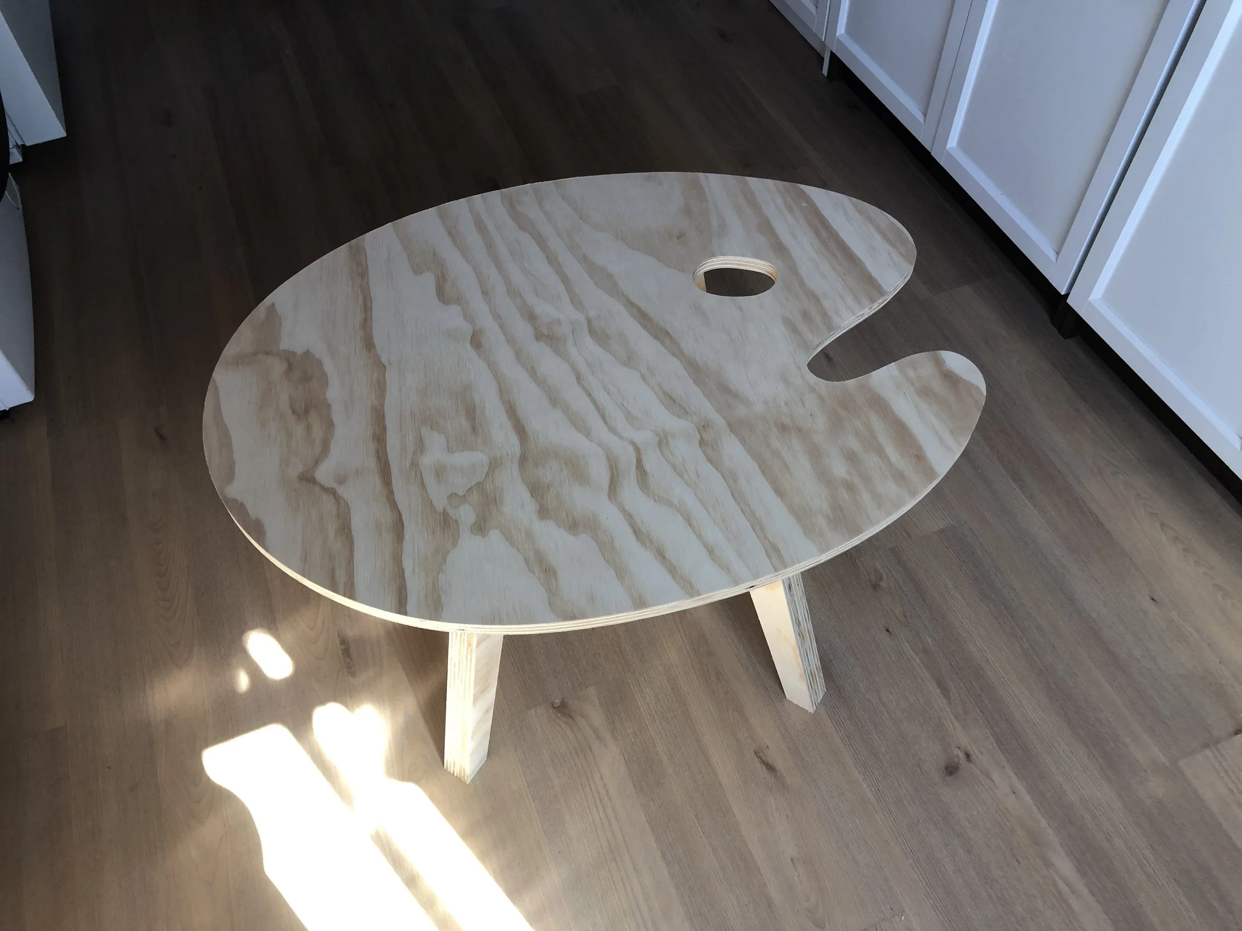 PALLETTE TABLE Proto type#1, 2010 - 2024, This version 2024, Gary MacLeod, Plywood, 24x32x17_,.jpg