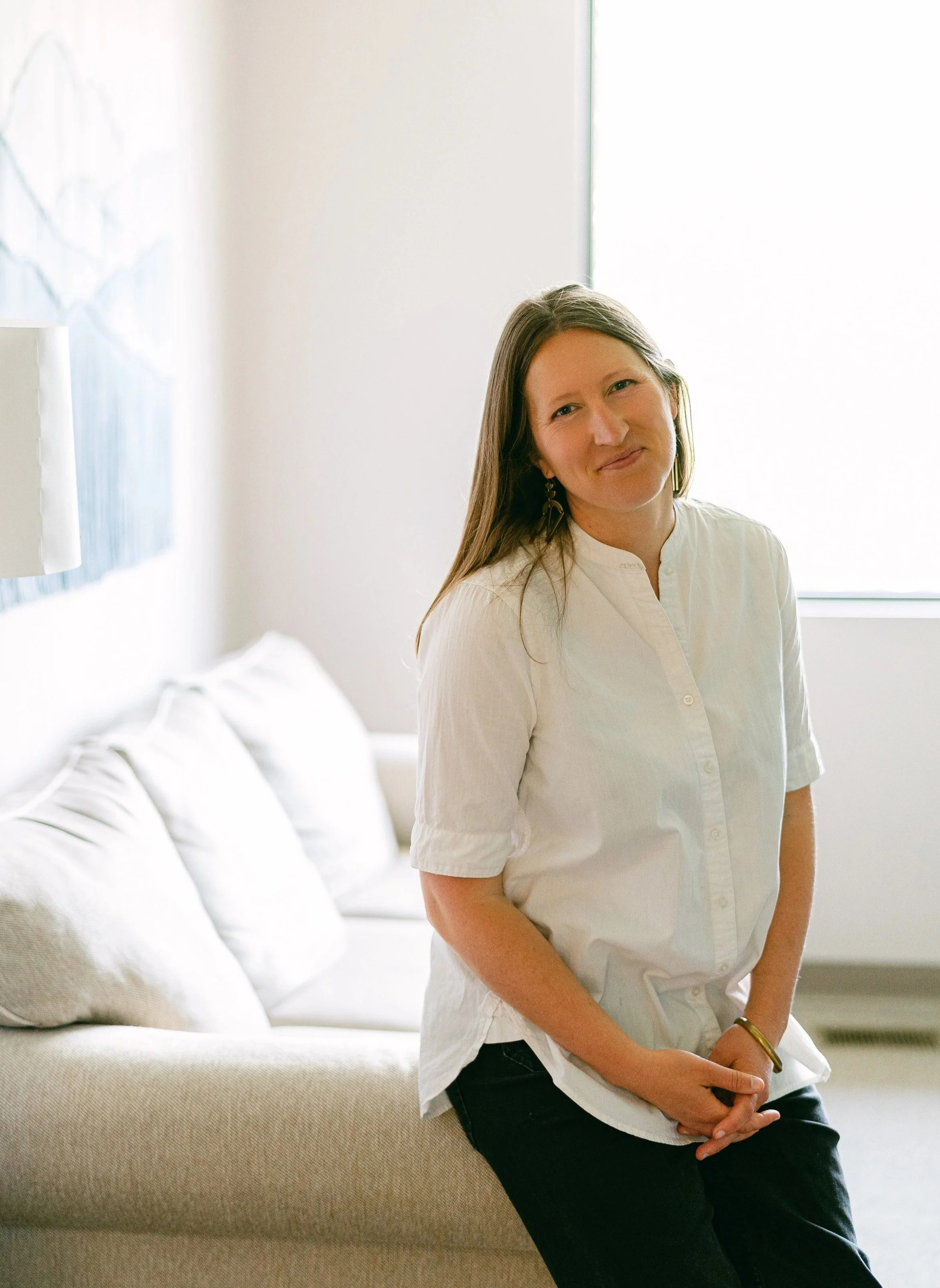 Jennifer Janssen in her therapy office