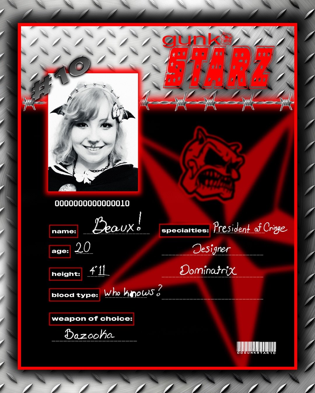 Gunkstar 000010 is dominatrix/designer/president of cringe  @moansfromtheattic 🦨✯

✯ ✯ ✯ 

#gunkstarz #richmondtattooartist #gunkbrand #altbrand #interview