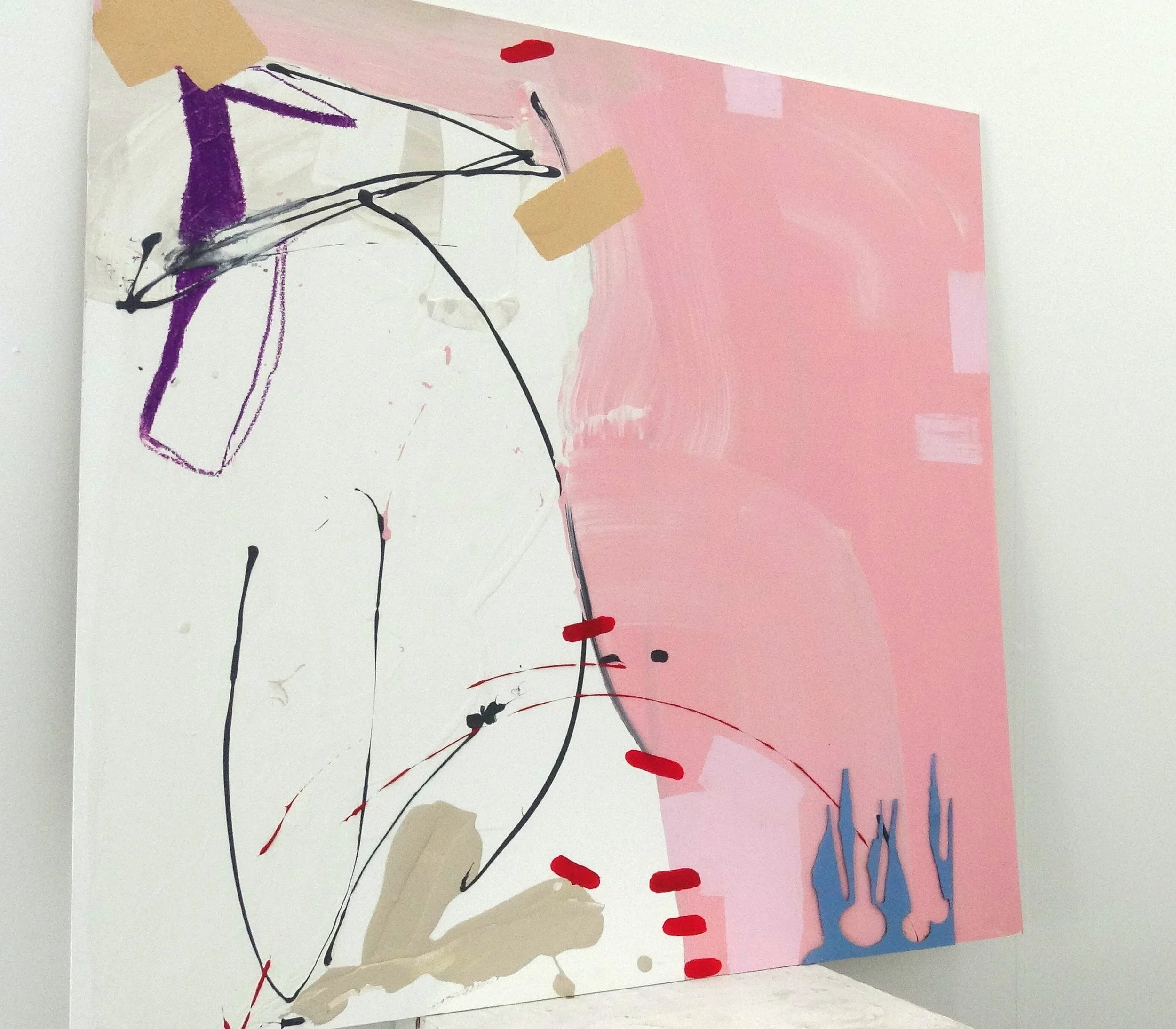 'Pink/Nude' 2024,
Emulsion, Acrylic, oil, mdf cut outs on board