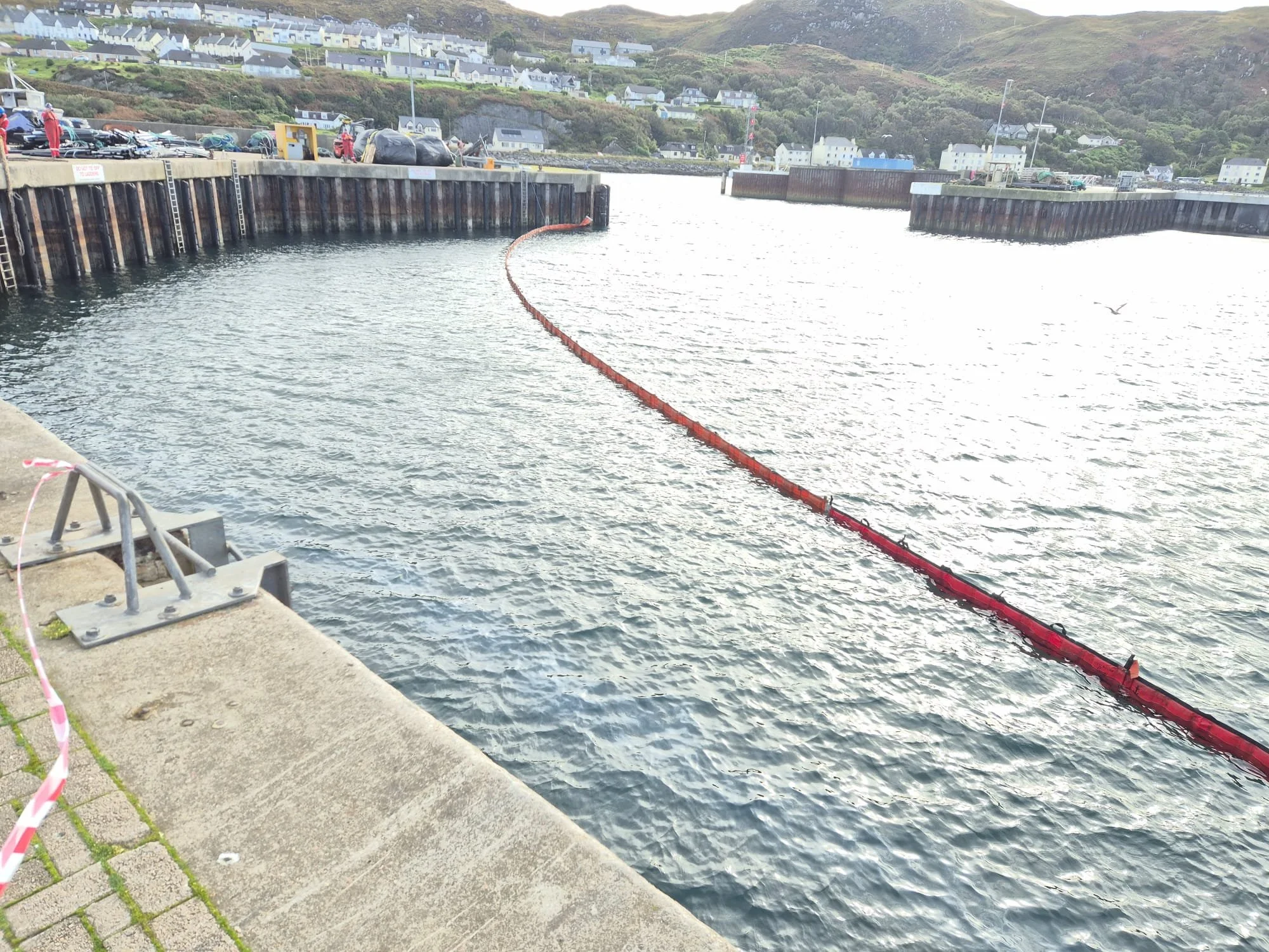 The outer harbour boomed off as part of oil spill response exercise