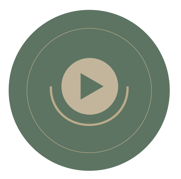 A circular play button with a triangle in the center, surrounded by concentric rings, on a dark background.