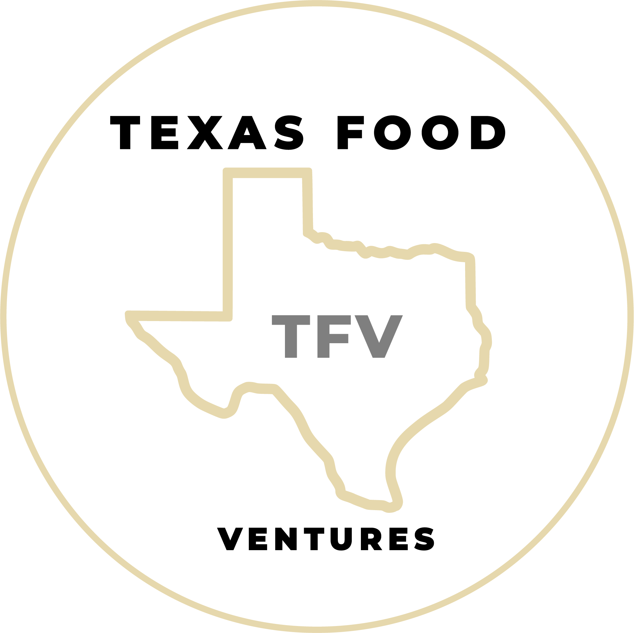 Outline of the state of Texas inside a circle.