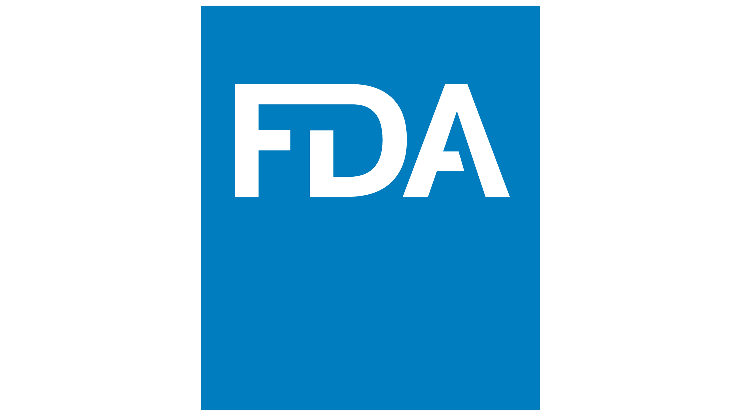 FDA logo in white letters on a blue background.