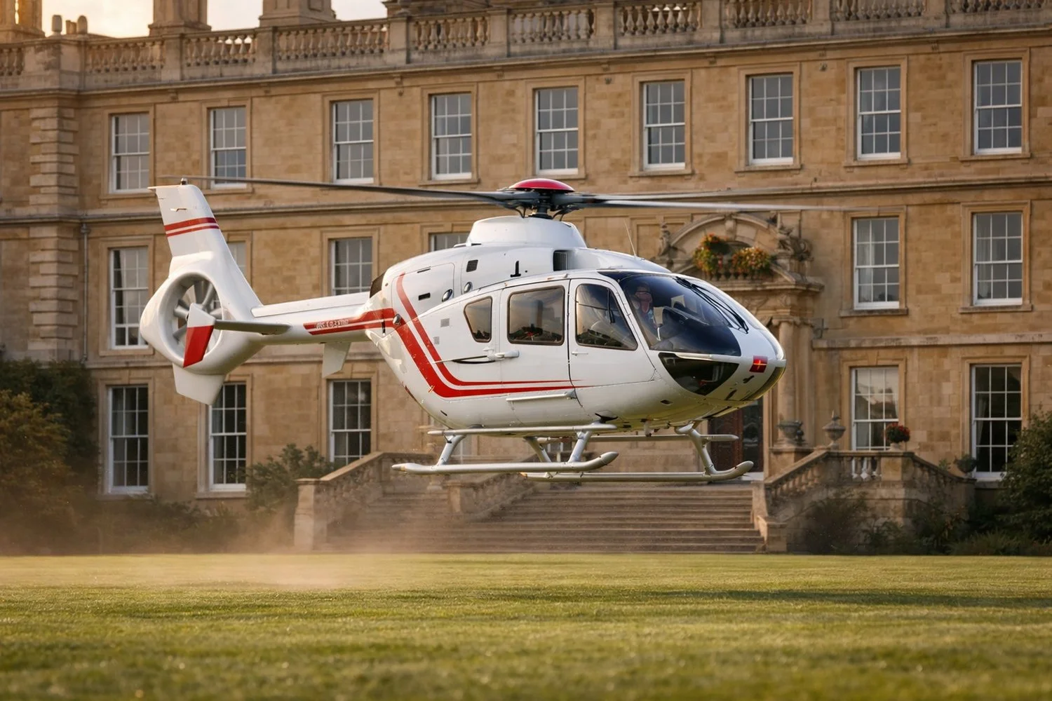 helicopter trip to country hotel