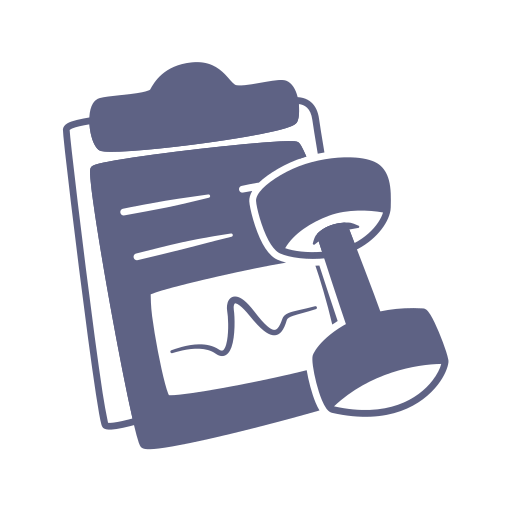Medical chart and stethoscope icon.