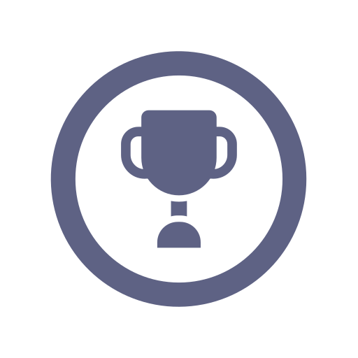 Icon of a trophy inside a circle representing achievement or victory.
