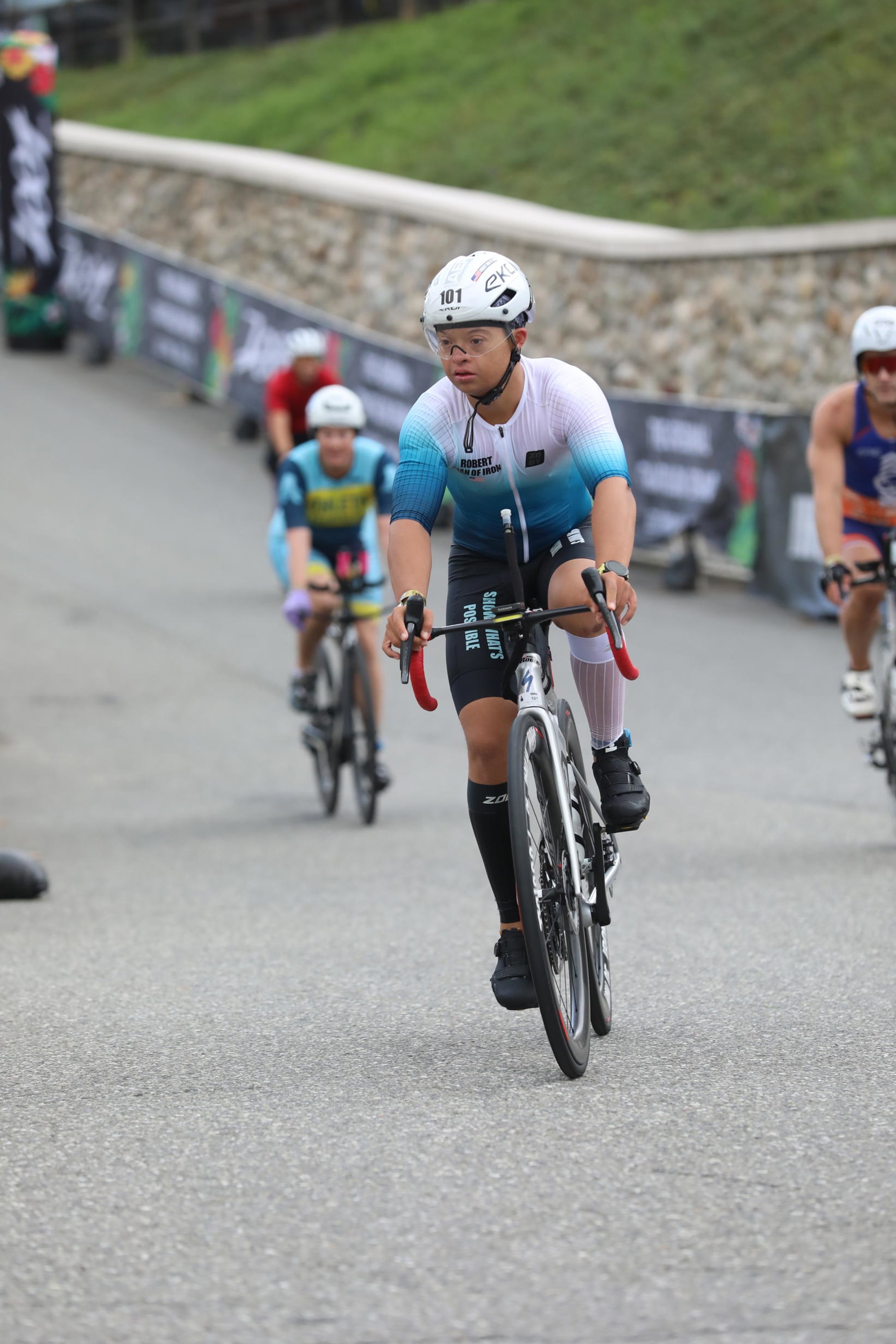 Robert Norris, Man of Iron, bike out loop of IRONMAN Lake Placid.