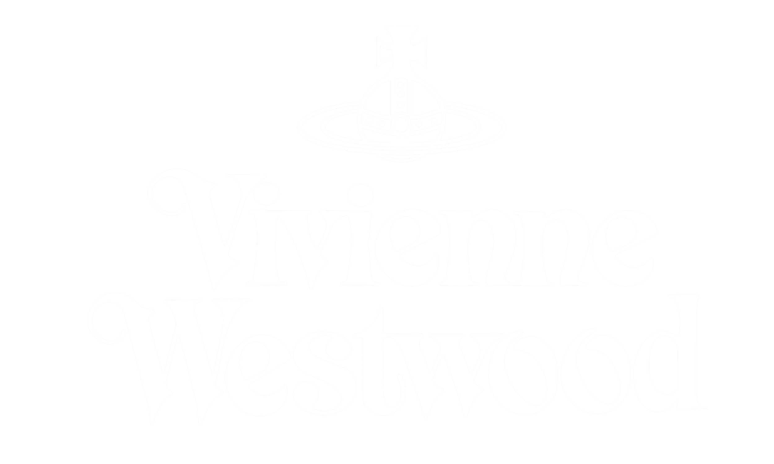 Black background with white text that reads 'Vivienne Westwood' logo which is a sustainable fashion client of Beyond Remade.