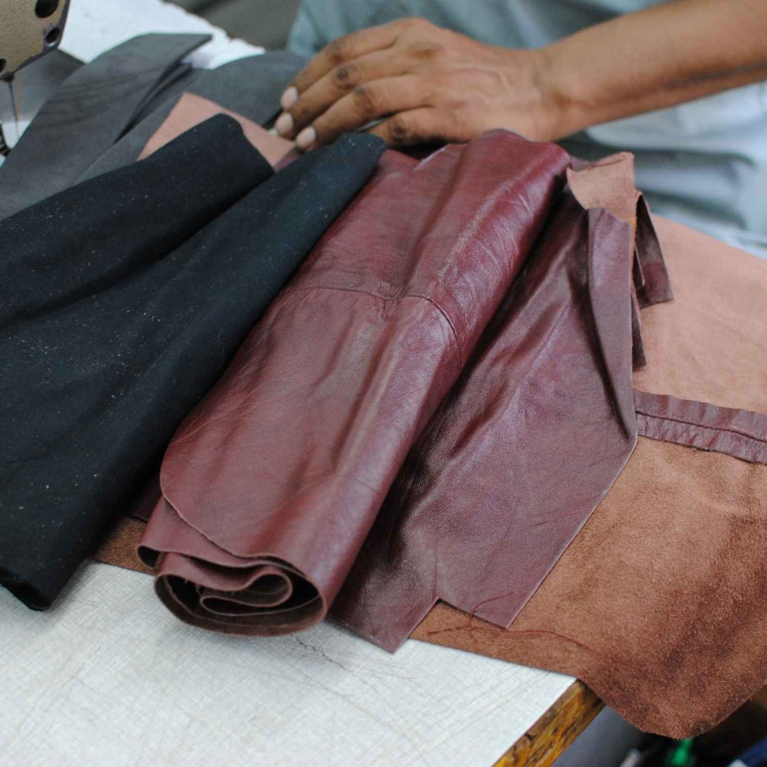Beyond Remade factory floor showing upcycling of post-consumer leather