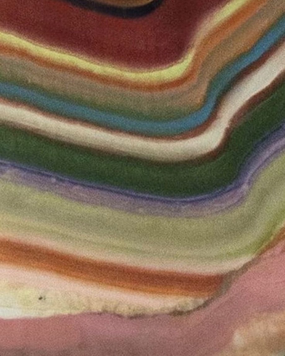 By Artist Laura Moriarty using molten beeswax. Poured in layers to mimic geological formations such as the earths crust. 🌏🌱