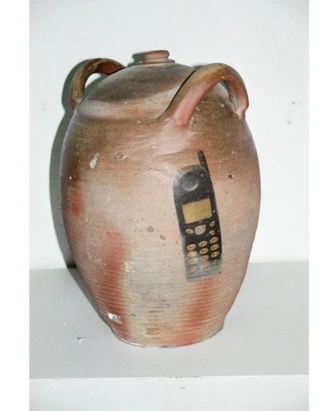 Ceramic jug by artist Thomas Mailaender ft. Nokia 5110 📞☎️🏺
