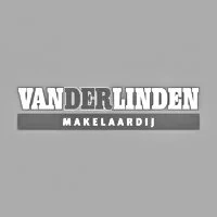 Logo van Van der Linden Makelaardij in zwart-wit