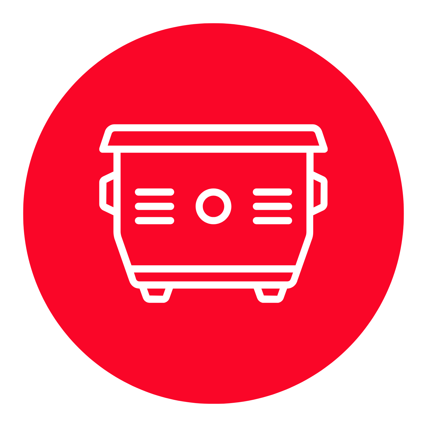 Icon of a trash can with a red background and white outline