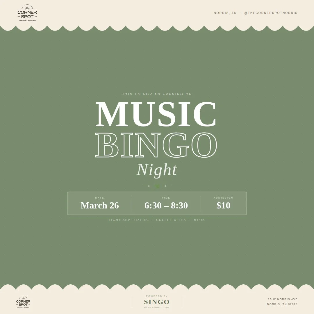 Looking for a fun night out with friends?⁠
⁠
Join us for Music Bingo Night at The Corner Spot. You&rsquo;ll listen for songs, mark them on your bingo card, and see if you can get bingo before anyone else.⁠
⁠
March 26 | 6:30&ndash;8:30 PM⁠
Tickets are