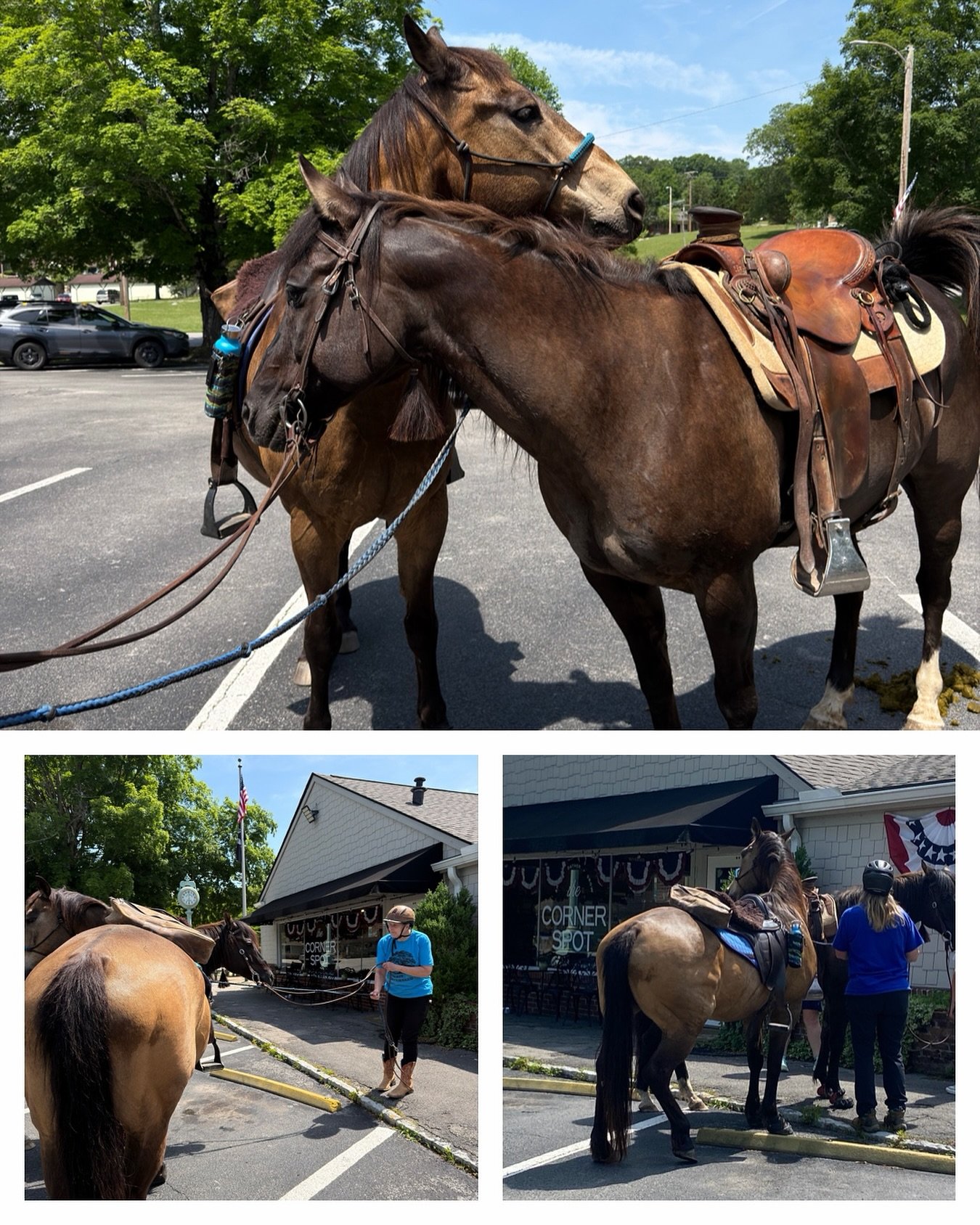Well, that&rsquo;s one way to get to The Corner Spot! 🐴☕

These riders stopped by on horseback today, and it definitely made us smile.

Whether you arrive by car, bike, foot, or horse, we&rsquo;re always happy to see you.

Happy Friday, friends! We 