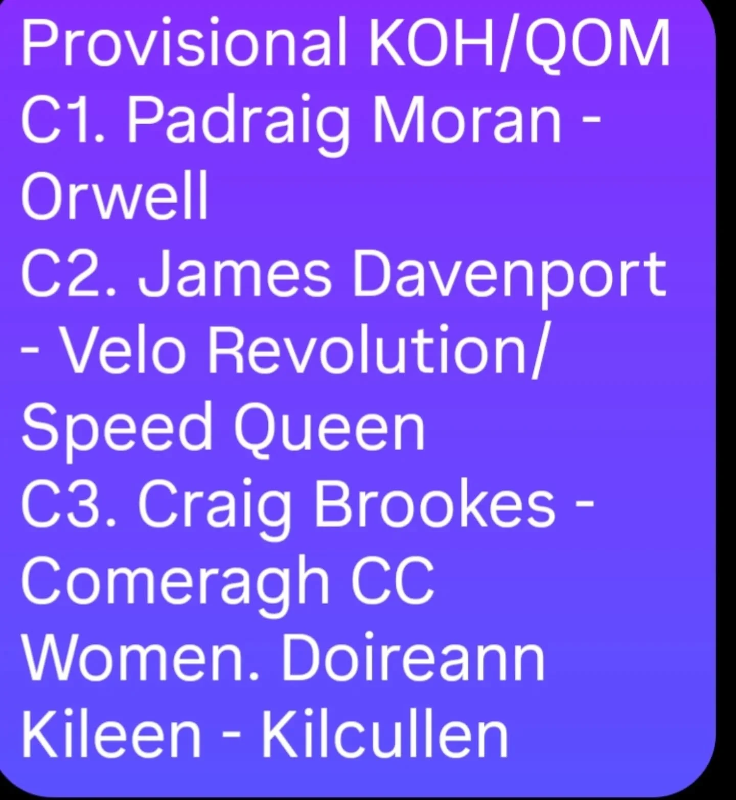 Asjid Shakeel KOH. Provisional Results. TBC
#STCC #WicklowClassic