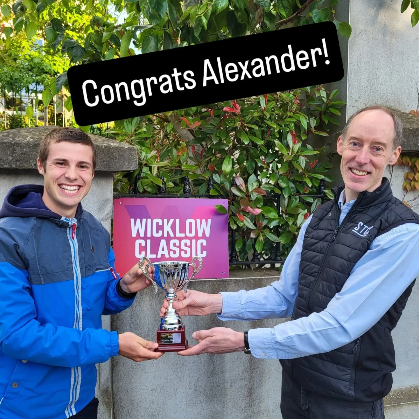 Last Wicklow Classic post for a bit! Our Race Director Conor Brophy caught up with Alexander Graham-Smythe to deliver his C2 prize and trophy. Well done Alexander! Great racing and we hope to see you next year. (Spare a thought for Conor who is curre