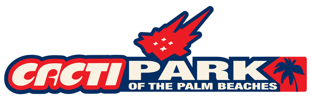 Logo for Cracti Park of the Palm Beaches with stylized explosion and a palm tree