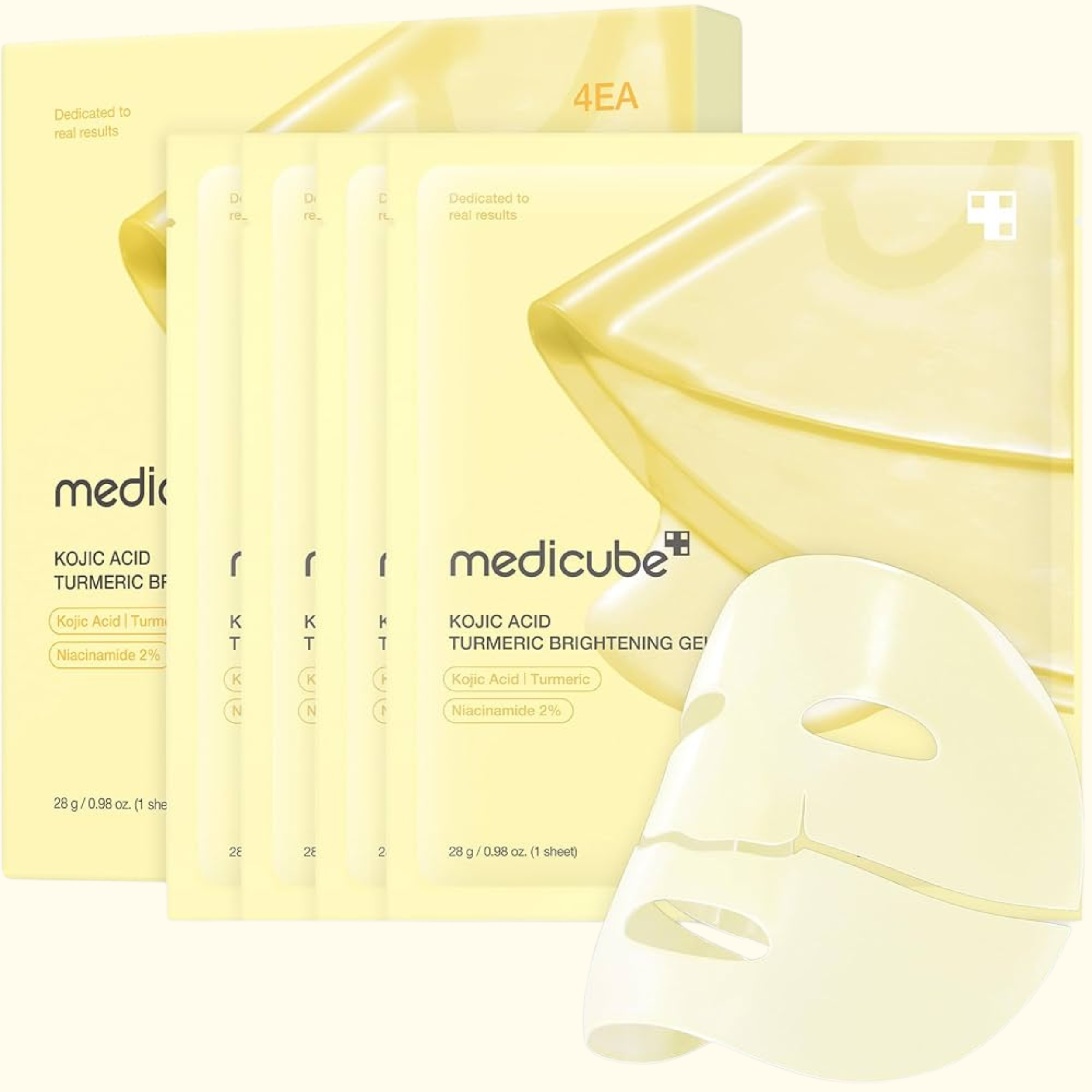 Medicube – Kojic Acid Turmeric Brightening Gel Mask | 28 g 4 piezas