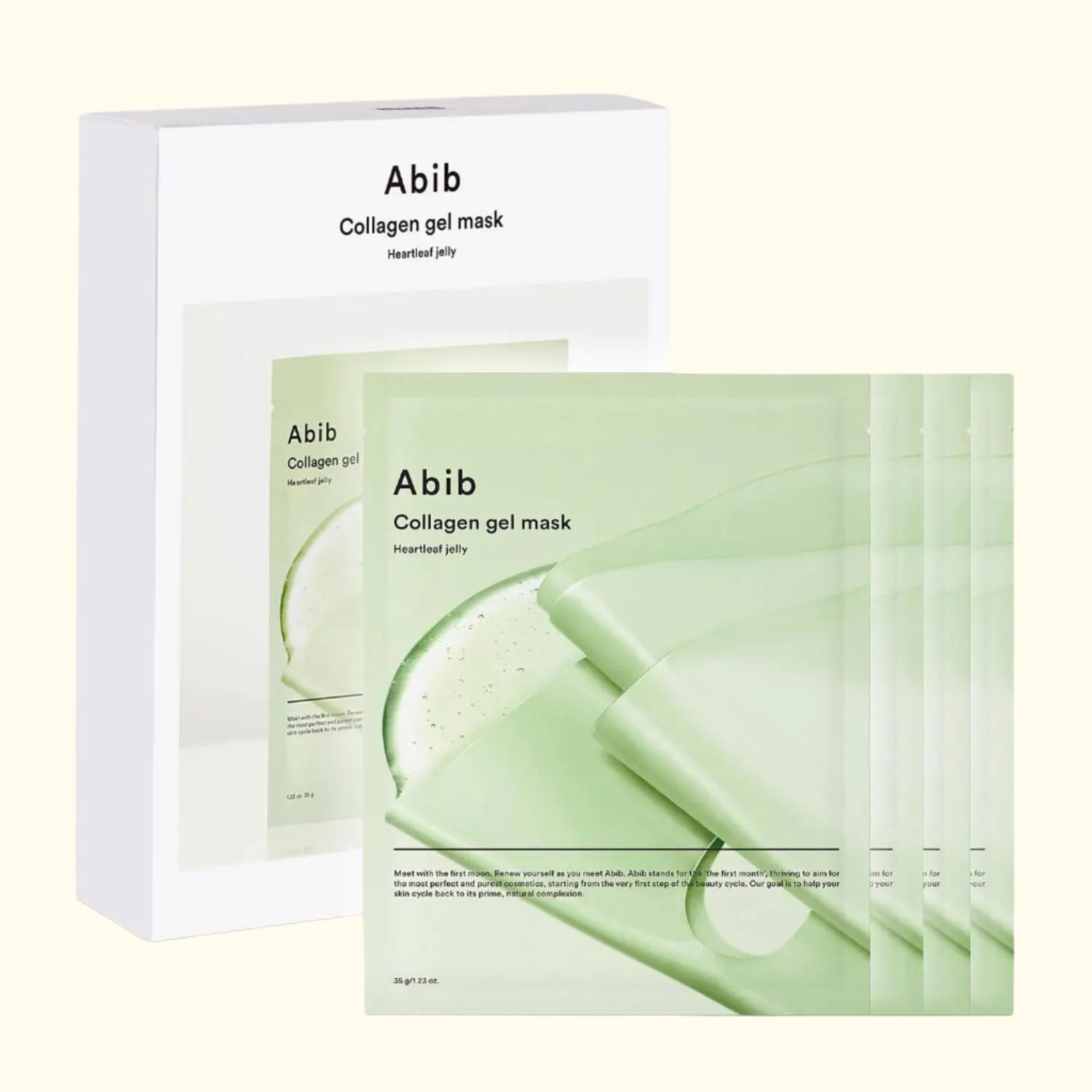 Abib – Mascarillas de Gel de Colágeno Heartleaf Jelly | 4 piezas