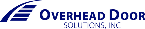Logo of Overhead Door Solutions, Inc., featuring stylized blue overhang and text.