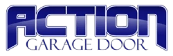 Logo for Action Garage Door with bold blue and black text