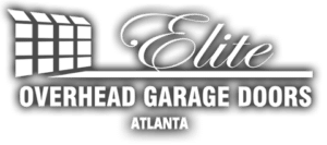 Logo for Elite Overhead Garage Doors in Atlanta featuring a stylized garage door graphic and text.