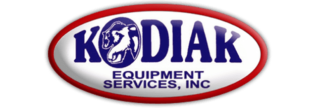 Logo for Kodiak Equipment Services Inc. with a bear illustration inside the letter O.