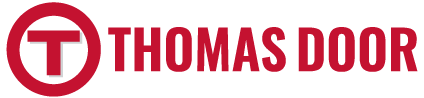 Thomas Door logo with red T symbol and company name in red text