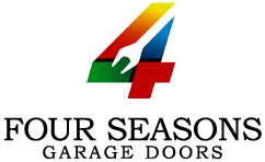 An abstract logo with a stylized number 4 in green, red, blue, and orange colors on a black background.