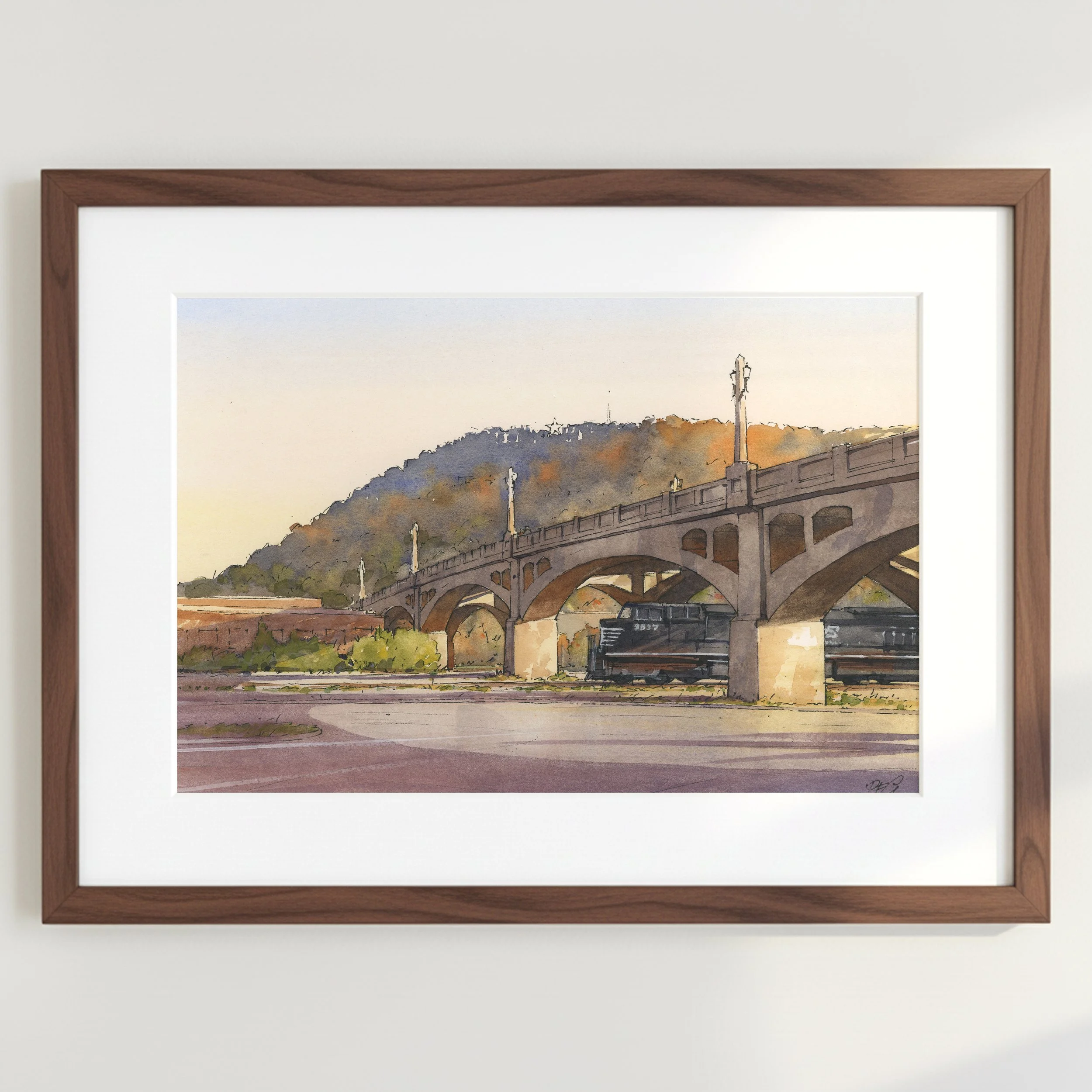 Walnut Street Bridge, Roanoke - Watercolor