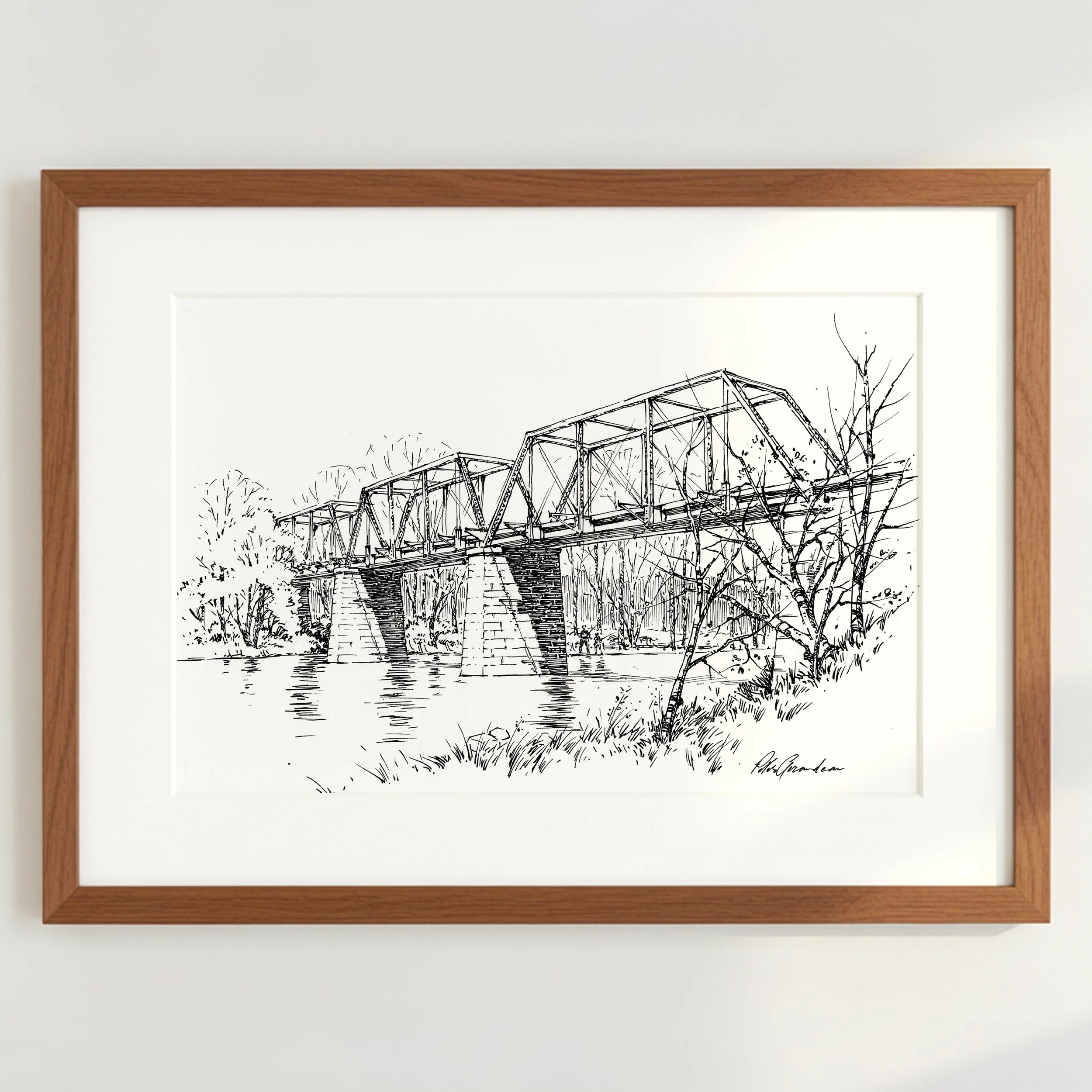 James River C&O Bridge - Ink Sketch