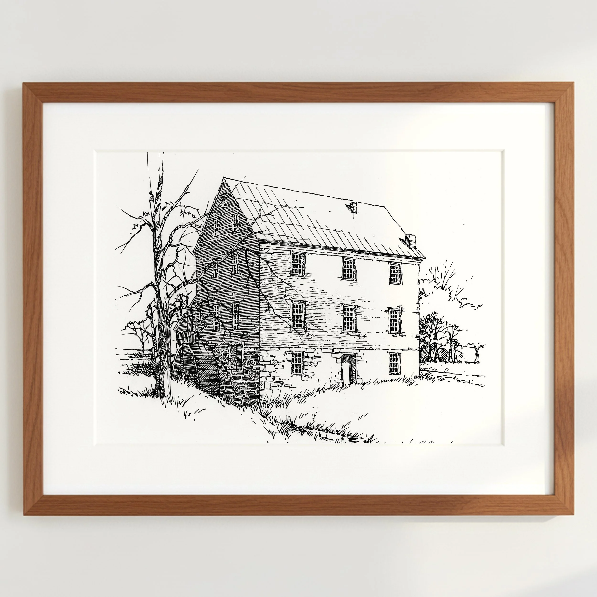 Nininger's Mill - Ink Sketch