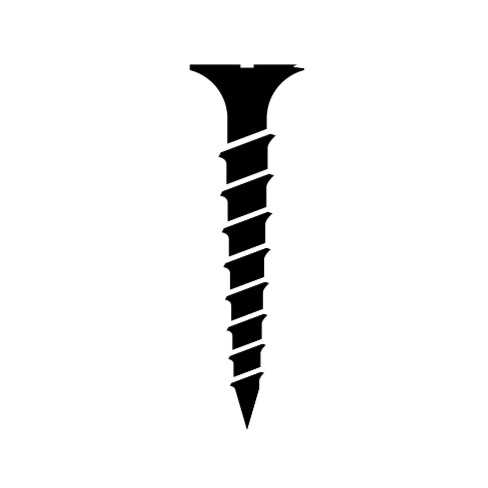 An illustration of a screw, showing its threaded body and pointed tip.