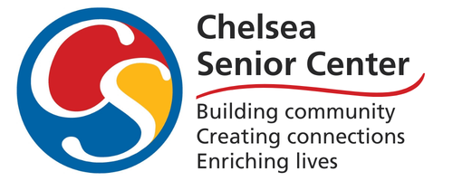 Chelsea Senior Center logo with text highlighting building community, creating connections, and enriching lives.