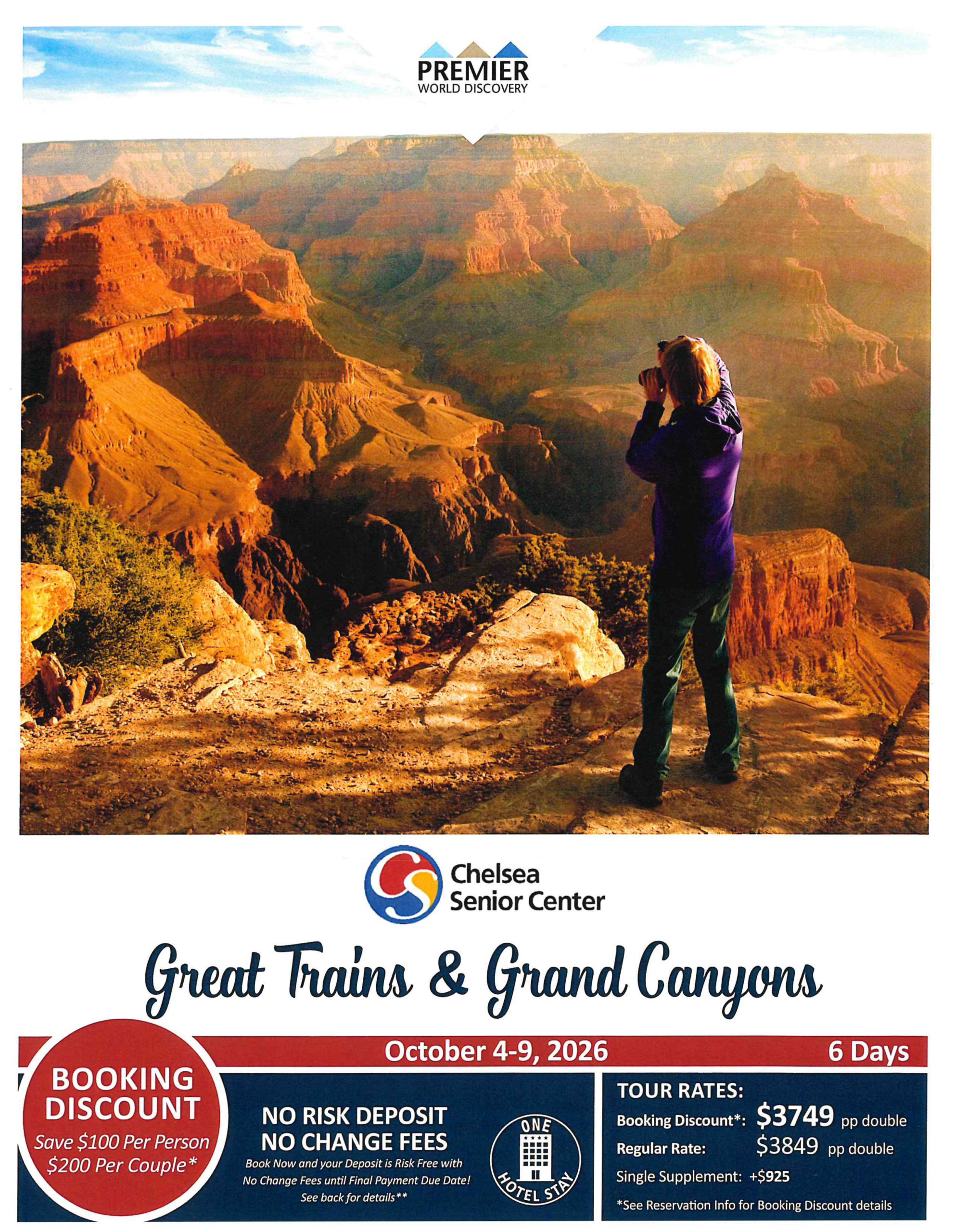 Chelsea Senior Center Great Trains Grand Canyon Trip October 2026