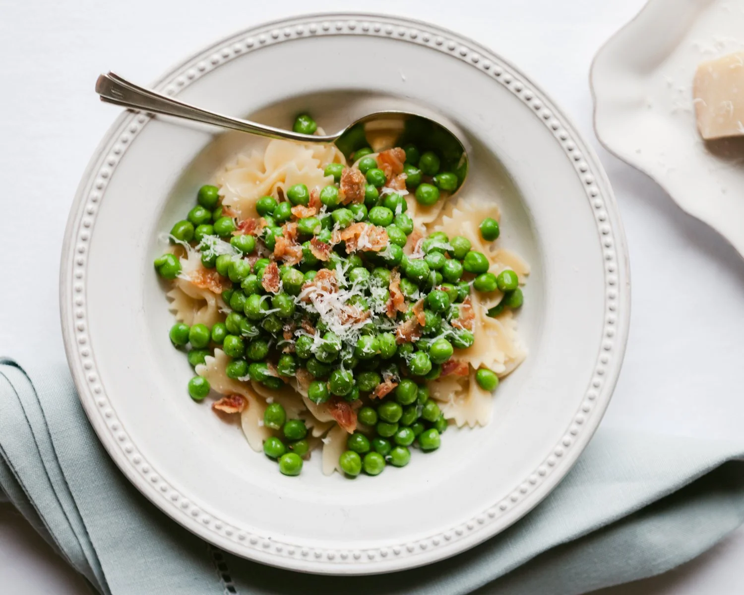 Peas and Pancetta with Bowtie Pasta