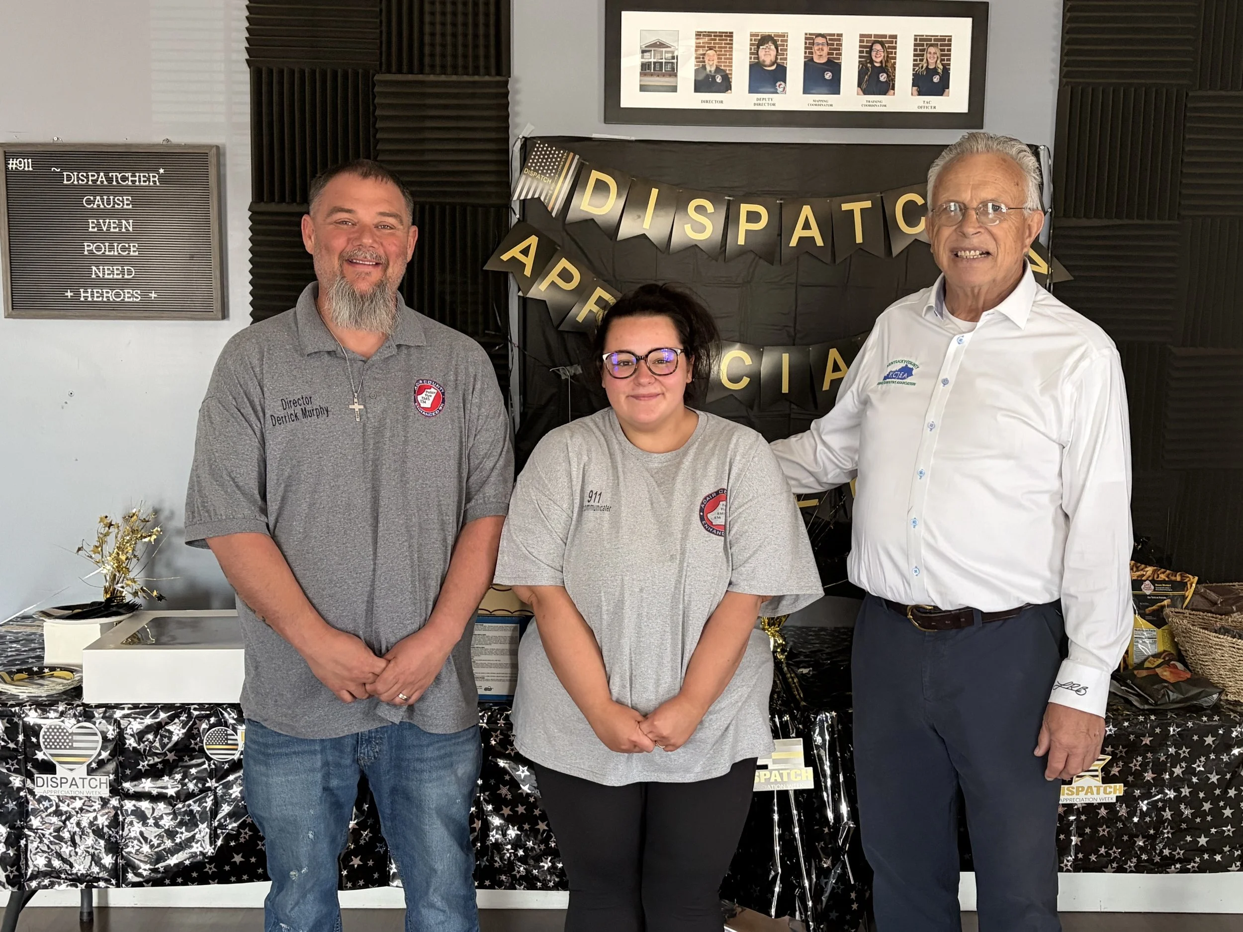 Thankful for these two and the 911 Department! Pictured here: 911 Director Derrick Murphy and 911 Dispatcher Laura Coffey