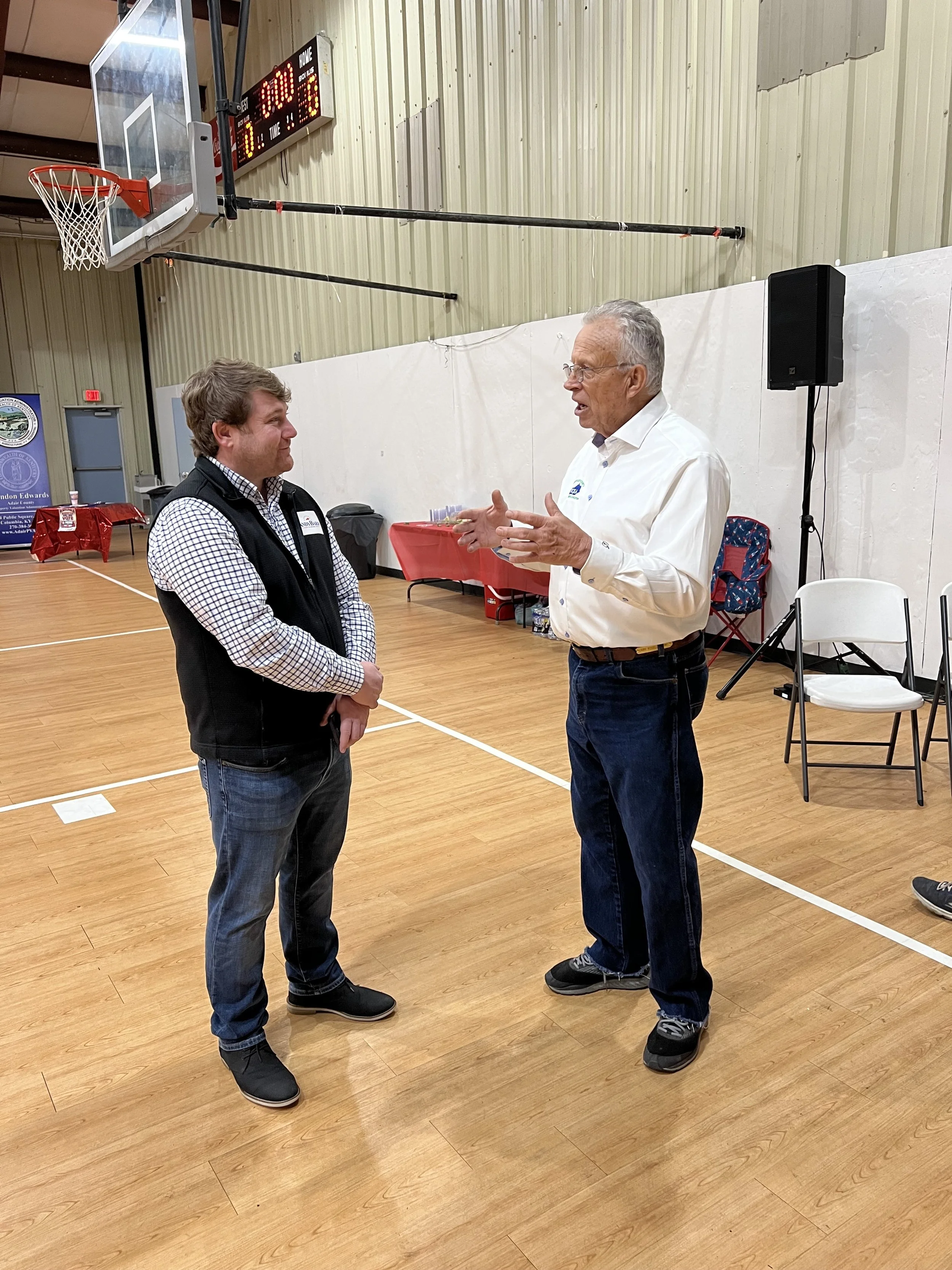 Speaking with Andy Barr's team about Adair County's needs. 