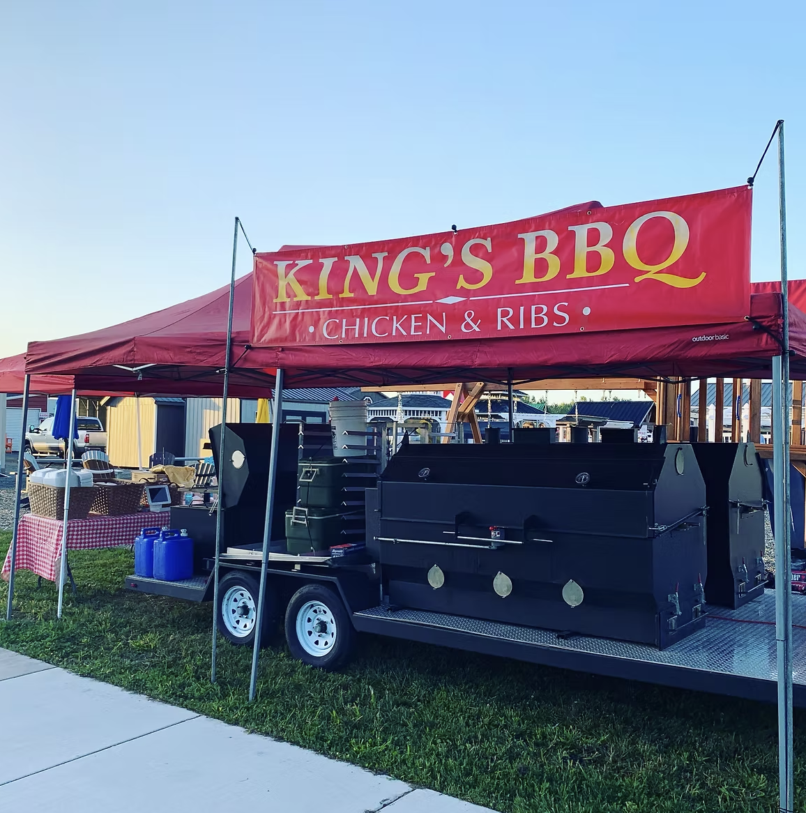 Outdoor BBQ fundraiser with buffet line catered by Kings BBQ in Goshen, Indiana. 