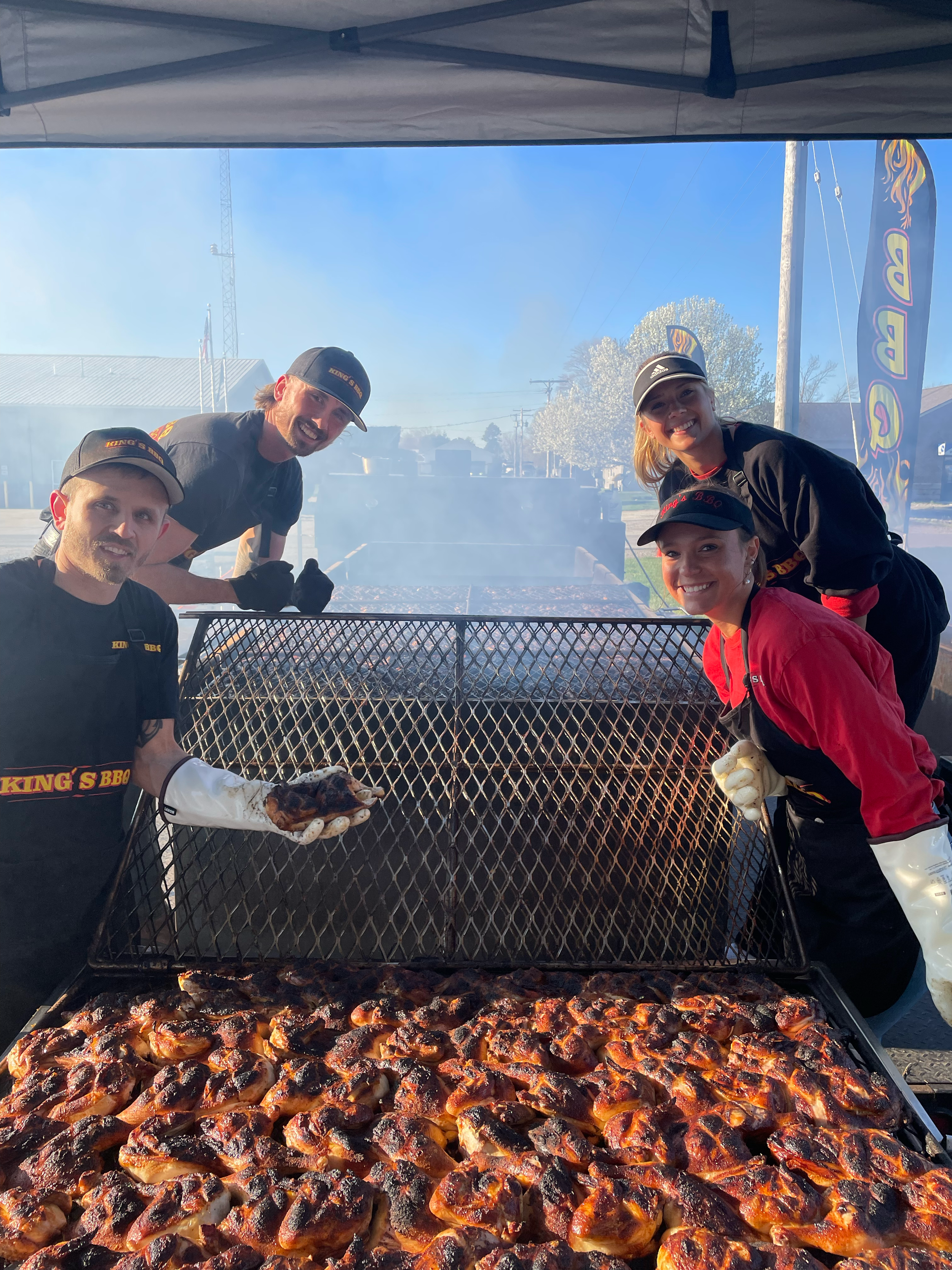 Kings BBQ team serving guests at local Goshen Indiana catering event