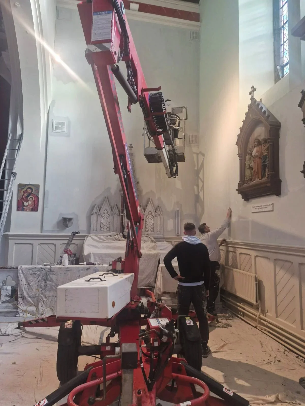 Interior painting work at a church