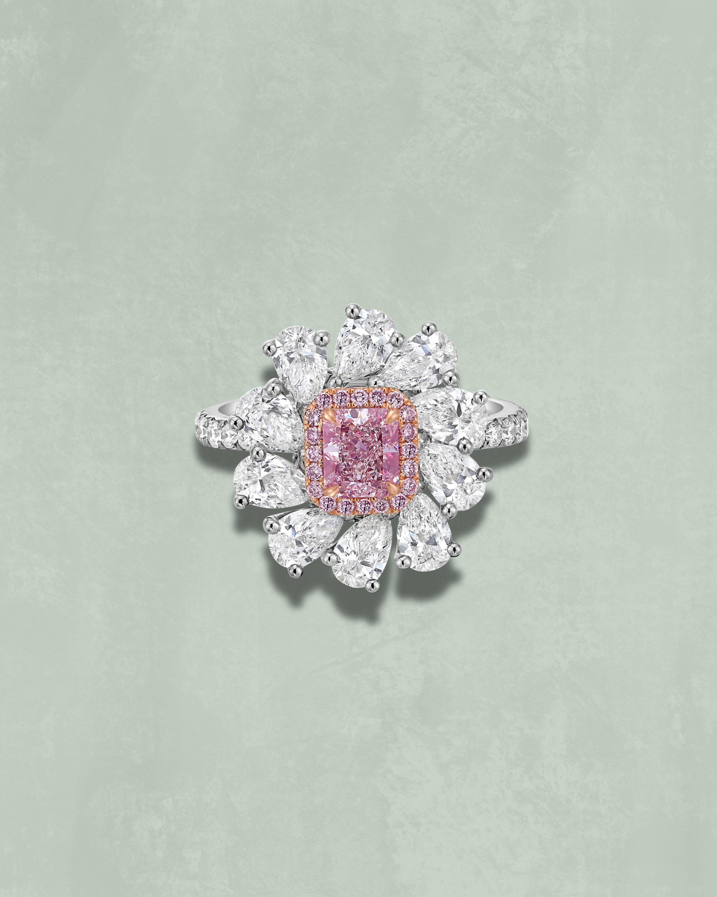 Pink and Pear Petal Diamond Halo