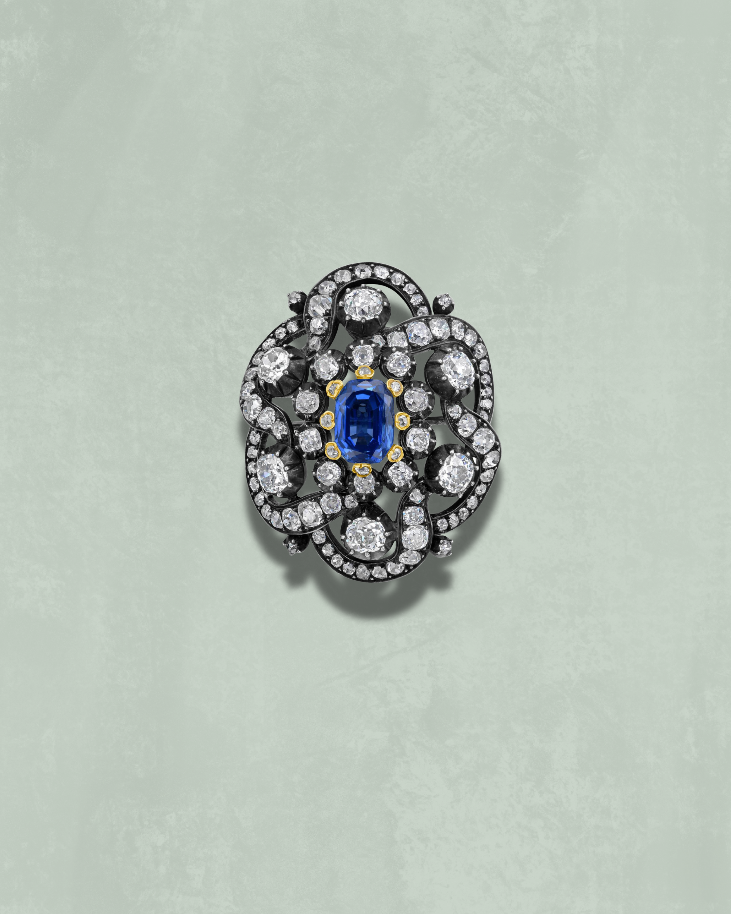 Blue Sapphire Antique Brooch