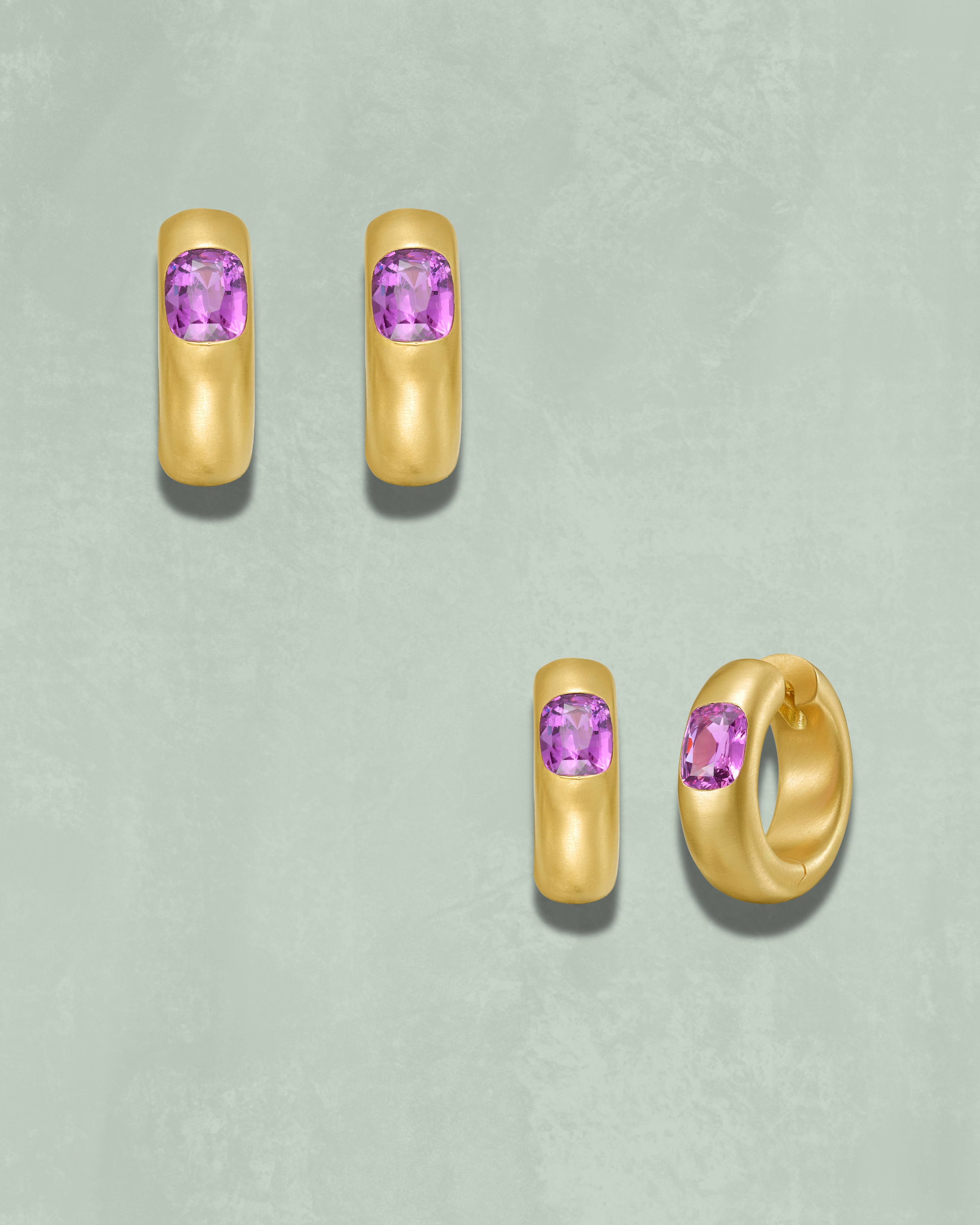 Pink Sapphire Chunky Hoops