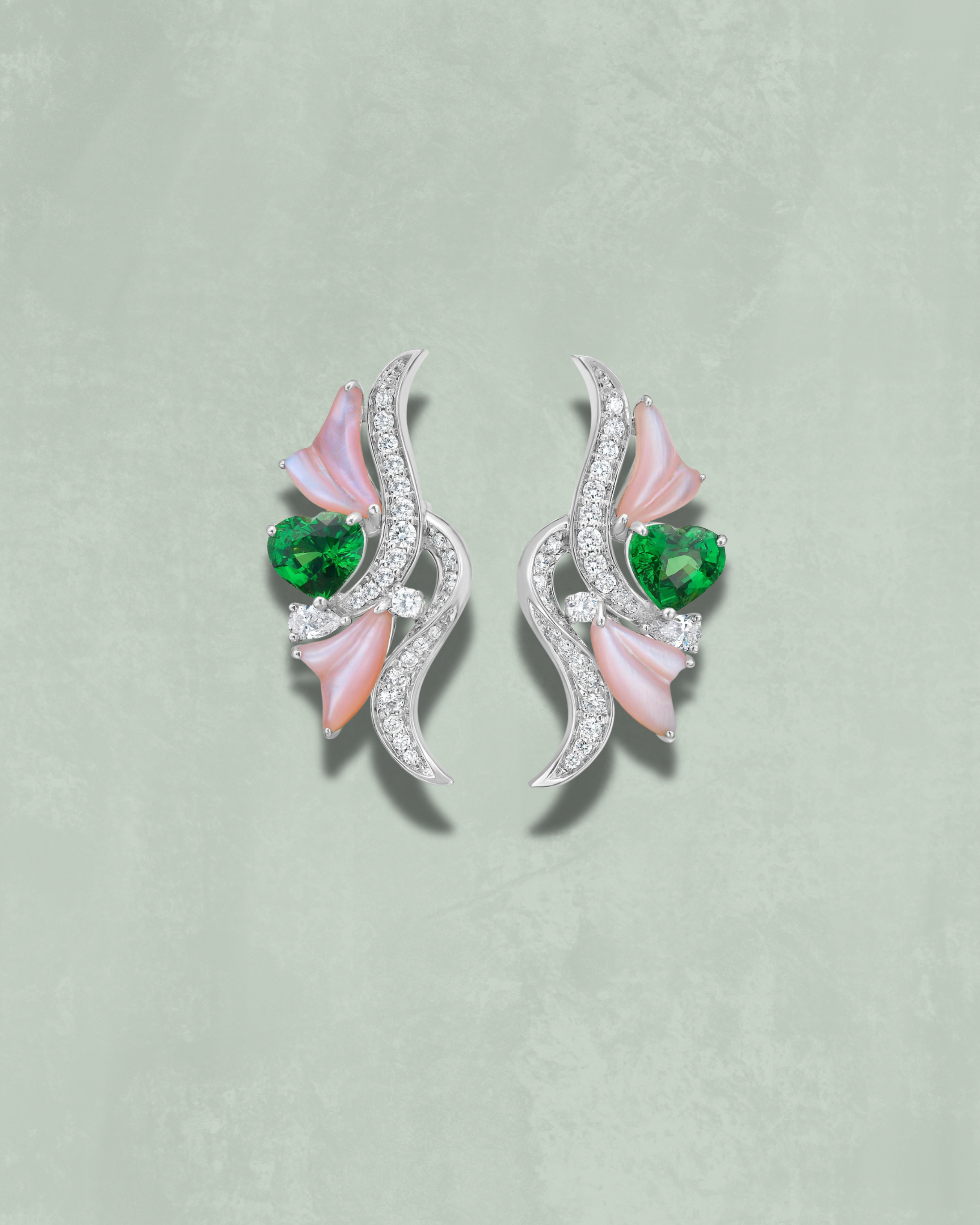Tsavorite & Mother of Pearl Earrings